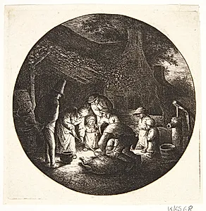 Svinet slagtes by Adriaen van Ostade