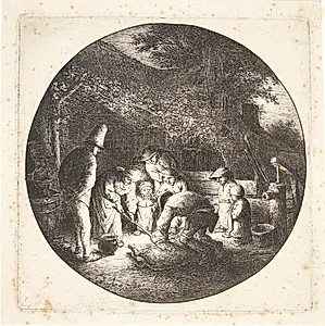 Svinet slagtes by Adriaen van Ostade