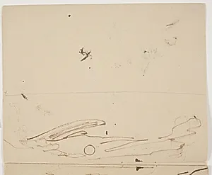 Sydfransk bjerglandskab med bevoksning i forgrunden (øverste halvdel af dobbeltsidet skitse) by J.A. Jerichau (II)