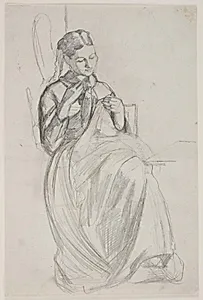 Syende pige (kunstnerens hustru) by Carl Bloch