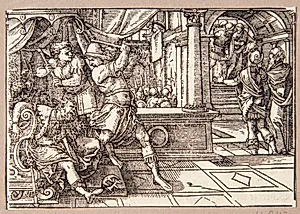 Tarquinius Priscus hugget til døde på sin trone by Tobias Stimmer
