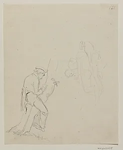 Tegnende kunstner i et træ og figurrids