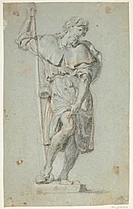 Tegning af en soldater statue by Ubekendt