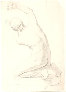 Tegning efter gips: antik ynglingsfigur (München) by Dankvart Dreyer