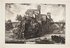 Tiber-øen San Bartolommeo-kirken by Giovanni Battista Piranesi