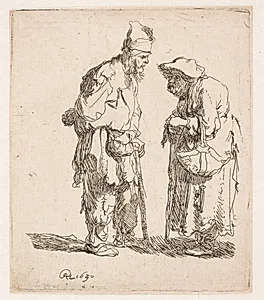 Tigger, der taler med en tiggerske by Rembrandt van Rijn