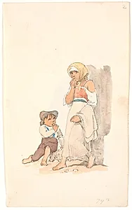 Tiggerbørn, gnavende på brød by Johan Thomas Lundbye