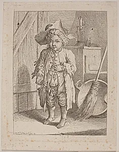 Tiggerdrengen ved døren (Derselbe Betteljunge bei dem Thorwege) by Daniel Nikolaus Chodowiecki
