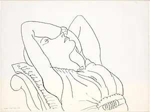 Tilbagelænet kvinde med armene over hovedet, halv figur by Henri Matisse