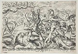 Timotheus', Kæreas' og Apollofanes' død by Johannes Wierix