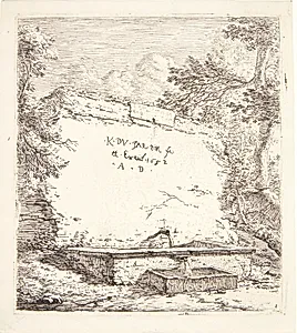 Titelblad med fontæne by Karel Du Jardin