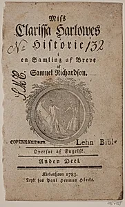 Titelblad med vignet til S. Richardson: "Miss Clarissa Harlowes Historie", anden del by Georg Christian Schule