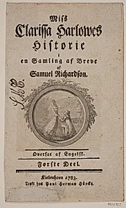 Titelblad med vignet til S. Richardson: "Miss Clarissa Harlowes Historie", første del by Georg Christian Schule
