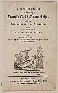 Titelblad til B. G. Sporon "Entydige Danske Ords Bemærkelse"
