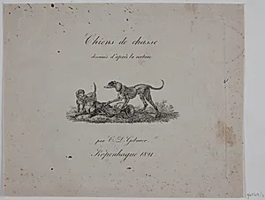 Titelblad til "Chiens de chasse" by Christian David Gebauer