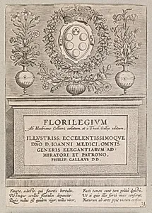 Titelblad til "Florilegium. Ab Hadriano Collaert caelatum, et a Theod. Galleo editum"