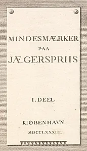 Titelblad til Jægerspris-mindesmærkerne by Georg Christian Schule