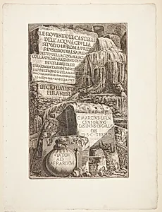 Titelblad til Ruinerne af Acqua Giulia-fontænen [...] by Giovanni Battista Piranesi