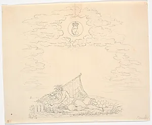 Titelvignet til et søkort: "Kaart over Belterne og Sundet" by J.F. Clemens