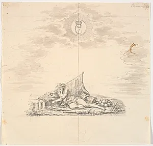 Titelvignet til et søkort: "Kaart over Belterne og Sundet" by J.F. Clemens