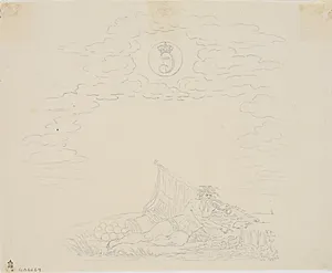 Titelvignet til et søkort: "Kaart over Belterne og Sundet" by J.F. Clemens
