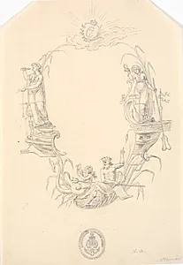 Titelvignet til et søkort: "Pass Kaart over Kattegatet" by J.F. Clemens
