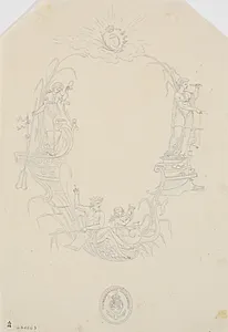 Titelvignet til et søkort: "Pass Kaart over Kattegatet" by J.F. Clemens