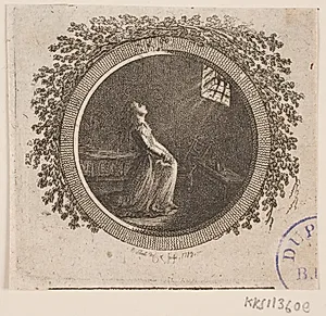 Titelvignet til S. Richardson: "Miss Clarissa Harlowes Historie", sjette del by Georg Christian Schule