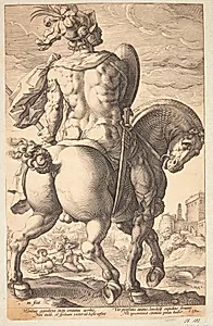 Titus Manlius på hesteryg by Hendrick Goltzius