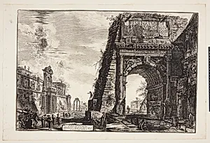 Titus' triumfbue og Casino Farnese by Giovanni Battista Piranesi