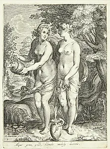 To af Dianas nymfer ved en bæk by Jan Saenredam