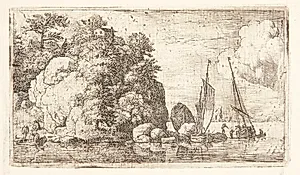 To både på en flod by Allaert van Everdingen