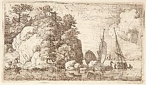 To både på en flod by Allaert van Everdingen