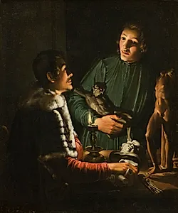 To billedhuggere ved nattetid. Francois Duquesnoy og Georg Petel by Adam de Coster