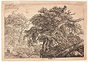 To bønder med deres hund by Jacob Isaacksz. van Ruisdael