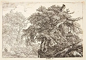 To bønder med deres hund by Jacob Isaacksz. van Ruisdael