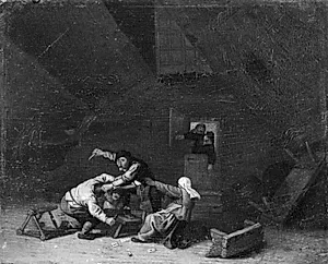 To bønder slås med knive by Adriaen van Ostade