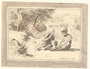 To børn på en søbred i Öströö, Halland by Niels Skovgaard