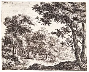 To drenge med hund ved en flodbred by Anthonie Waterloo