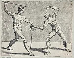 To fægtere i kamp by Cornelis Bos