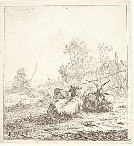 To får og en ged by Karel Du Jardin