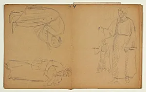 To figurstudier til "Kristus velsigner børnene" (1937-38) by Niels Larsen Stevns