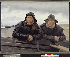 To fiskere ved en båd