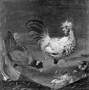 To høns og en hane by Franz Roos