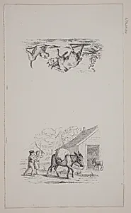 To illustrationer til W. Hey, "Halvthundrede Fabler for Børn" by Ubekendt