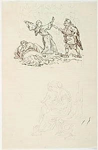 To illustrationsudkast til H.C. Andersen, "Dynd-Kongens Datter" by Lorenz Frølich