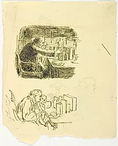 To illustrationsudkast til H.C. Andersen, I Børnestuen by Lorenz Frølich