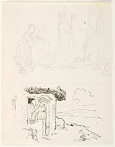 To illustrationsudkast til H.C. Andersen, "Noget" by Lorenz Frølich