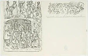 To illustrationsudkast til H.C. Andersen, Tolv med Posten by Lorenz Frølich