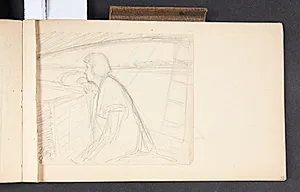 To knælende figurer i en trekantet ramme by Agnes Slott-Møller